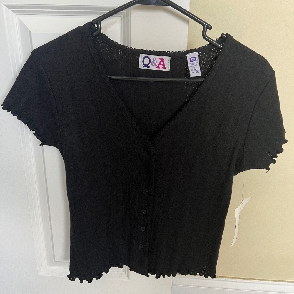 Girls Black Top Short Sleeve Size Small NWT